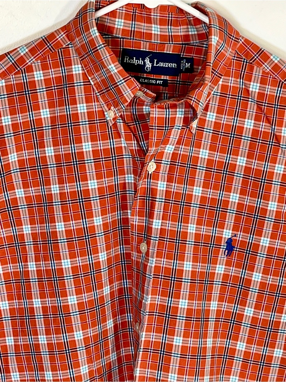 Polo Ralph Lauren Mens Medium Orange Plaid Button Down Preppy Shirt - Picture 3 of 6